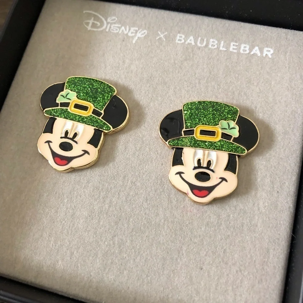 Baublebar x Disney:  Mickey Mouse st. Patrick Day leprechaun post earrings